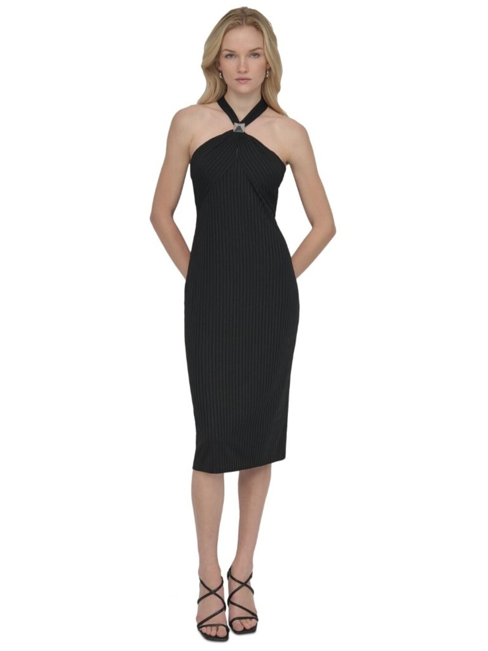 DKNY Women's Ribbed Sleeveless Sheath Dress